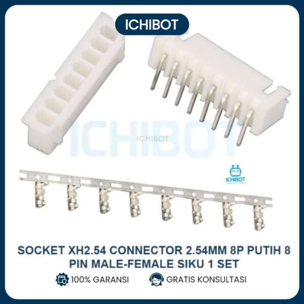 Socket XH2.54 Connector 2.54mm 8P Putih 8 Pin Male Female Siku 1 Set