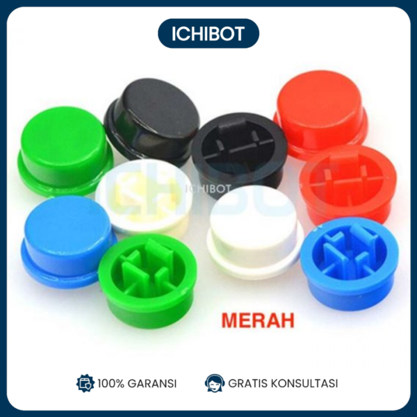 (10pcs) Round Push Button Cap 12*12*7.3 B3F Tombol Cover Tutup - Merah