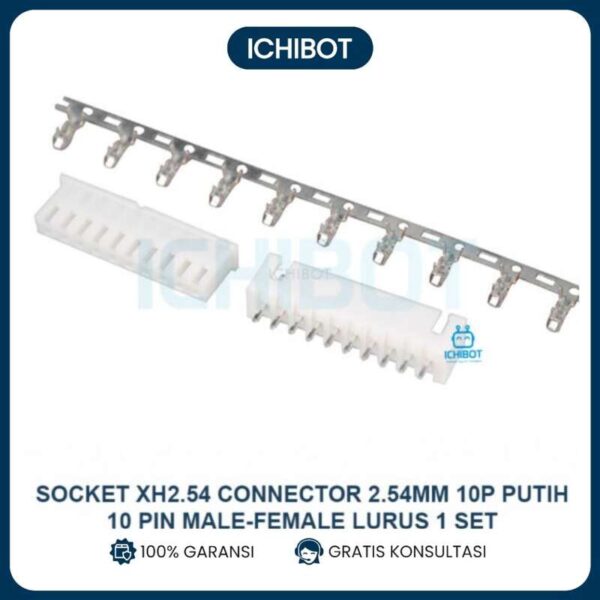 Socket XH2.54 Connector 2.54mm 10P Putih 10Pin Male Female Lurus 1 Set