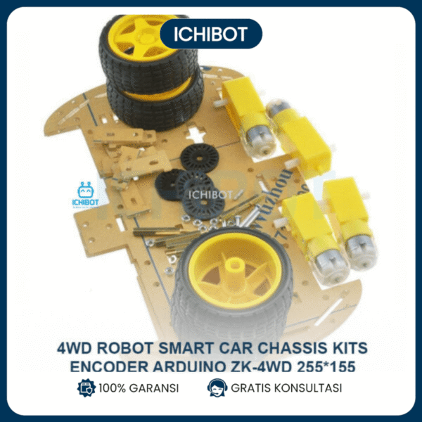 Chassis 4WD Smart Car Robot Kit Encoder Motor Arduino ZK-4WD 255mm
