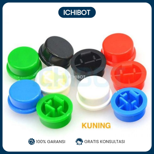 (10pcs) Round Push Button Cap 12*12*7.3 B3F Tombol Cover Tutup - Kuning