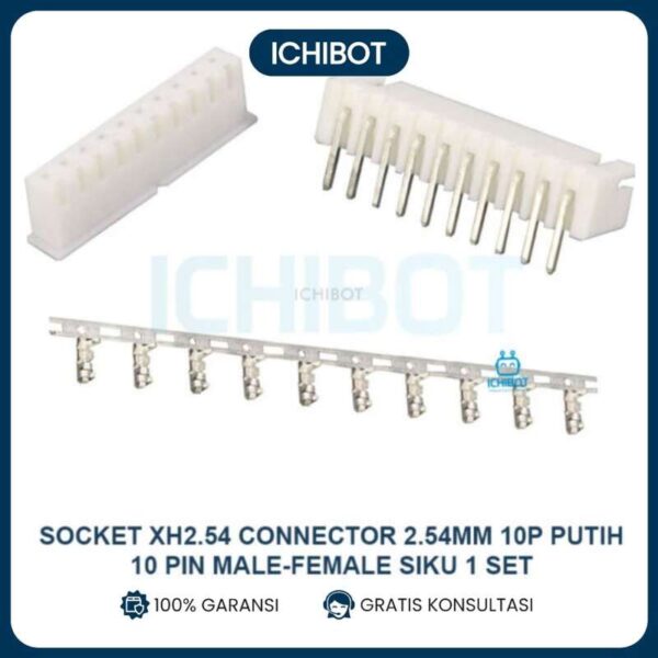 Socket XH2.54 10-Pin Siku 2.54mm Male Female Connector Set Putih