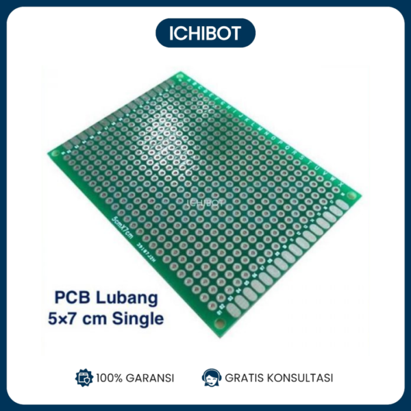 PCB Lubang 5x7cm Single Layer Hijau HASL FR4 Hole Satu Layer
