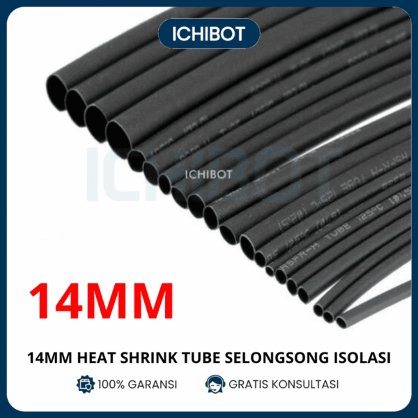 14mm Heat Shrink Tube Selongsong Isolasi Bakar Hitam (1 meter)