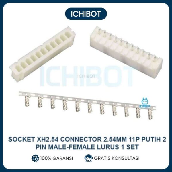 Socket XH2.54 Connector 2.54mm 11P Putih 11 Pin Male Female Lurus 1 Set