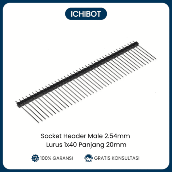 Socket Header Male 2.54mm Lurus 1x40 Panjang 20mm