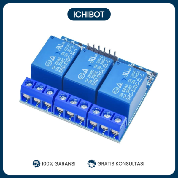 ICHIBOT Modul Relay 3 Channel 3 Way Module With Optocoupler Compatible 5V 3.3V
