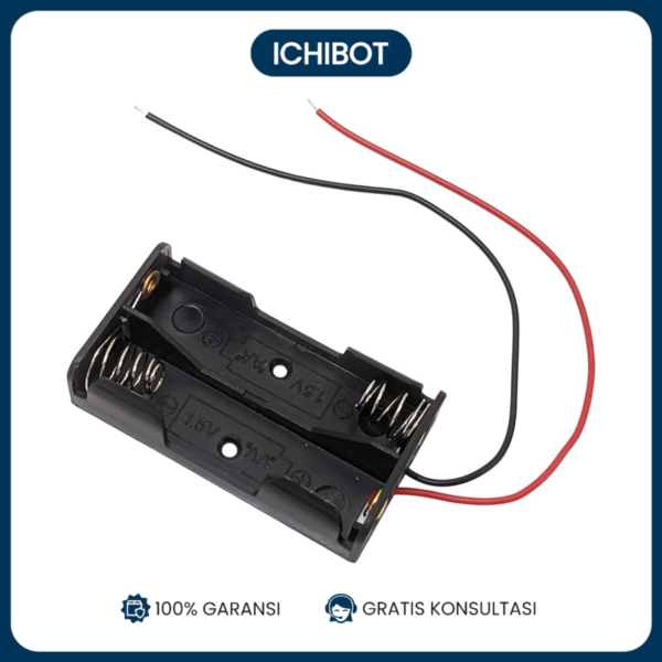 Box Baterai AA 2 Cell 2 Slot dengan Kabel Wire Lead 3V Holder
