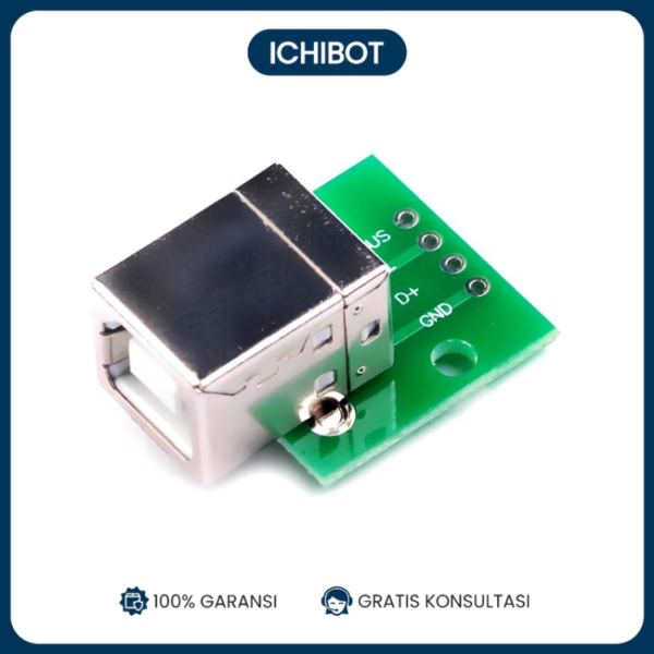 USB 2.0 Square Port B-Type Female Adapter Board - Modul Adapter USB 2.0 Tipe B untuk Konektivitas Printer dan Proyek Elektronik - Kompatibel dengan Arduinoo, Raspberry Pi - PCB Adapter untuk Data Transfer dan Prototyping - Solusi Konektivitas Handal