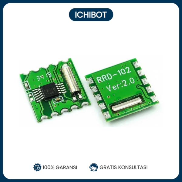 FM Radio Module - Modul Radio RDA5807M RRD102V2.0 Stereo untuk Proyek Audio - Kompatibel dengan Arduinoo, Raspberry Pi, dan Microcontroller - Modul FM Receiver dengan Kualitas Stereo Tinggi - Ideal untuk DIY Radio, Proyek Elektronik, dan Audio Systems