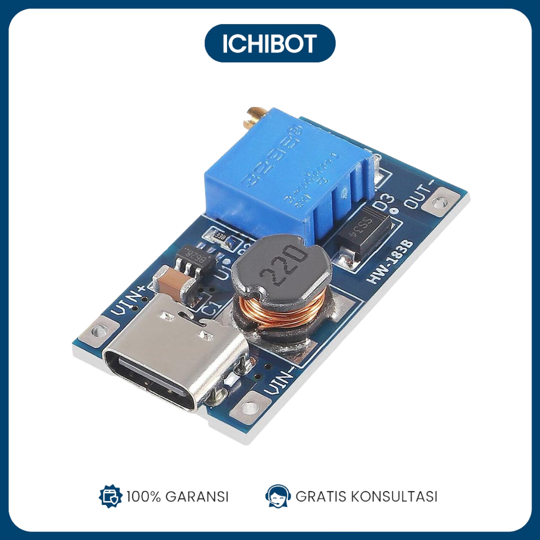 MT3608 DC-DC Boost Converter 2A dengan interface USB Type-C
