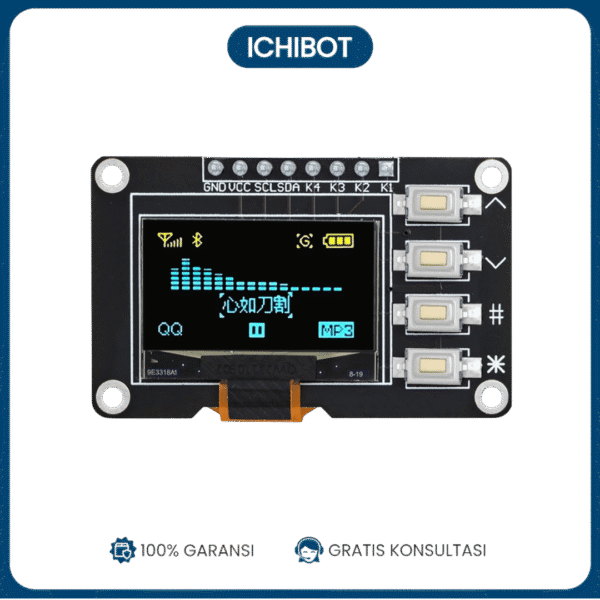 0.96 Inch OLED Display 128x64 with 4-Button Interface Menu-Ready Screen for Arduino/ESP32