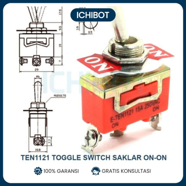 TEN1121 Toggle Switch Saklar ON-ON Single Pole Double Throw TEN 1121