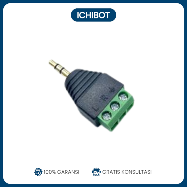 Solder-Free 3.5mm Gold-Plated Dual-Channel Audio Headphone Plug Stereo Adapter with Solder-Free Green Terminal 3-Section Male Connector