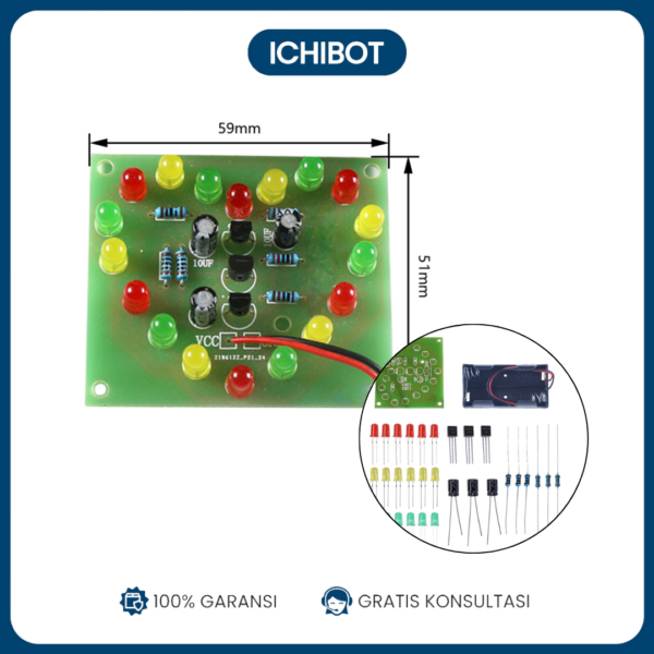 Kit Pelatihan Solder DIY DIP Komponen Flash LED Heart Hati Baterai