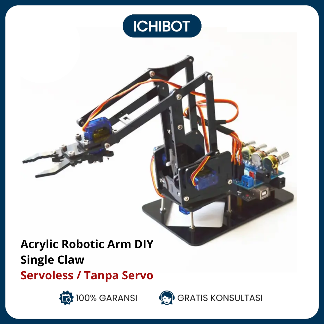 Robotic Arm DIY Parts Learning Kit Acrylic Maker Kit Single Claw Tanpa Servo (Servoless)