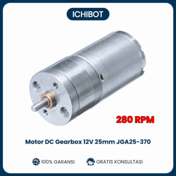 [ICHIBOT] Motor Gearbox DC 6V 25mm JGA25-370 - 280 RPM