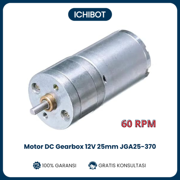[ICHIBOT] Motor Gearbox DC 12V 25mm JGA25-370 - 60 RPM