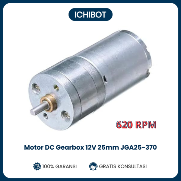 [ICHIBOT] Motor Gearbox DC 6V 25mm JGA25-370 - 620 RPM