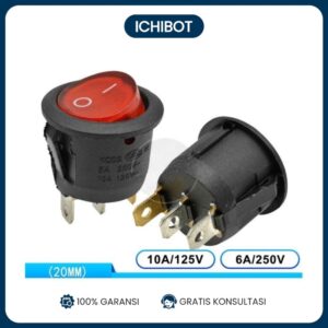 Saklar Bulat 3 Pin Warna Merah 20mm Boat Switch Rocker Power Switch 6A250V