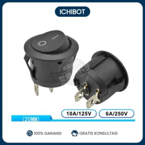 Saklar Bulat 2 Pin Warna Hitam 20mm Boat Switch Rocker Power Switch 6A250V