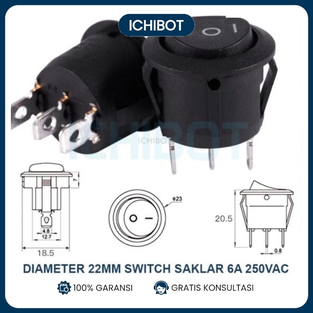 Diameter 22mm Switch Saklar 6A 250VAC Bulat Boat Round Panel