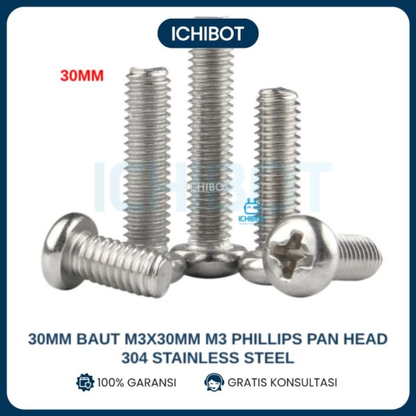 30mm Baut M3x30mm M3 Phillips Pan Head 304 Stainless Steel