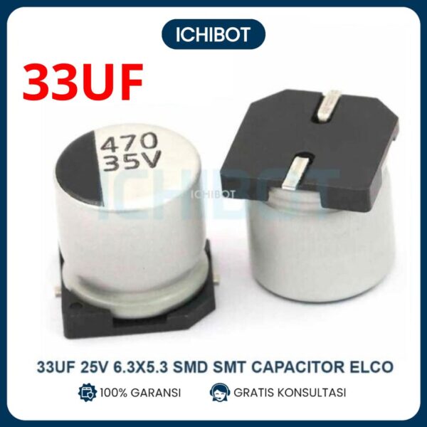 (10pcs) 33uF 25v 6.3x5.3 SMD SMT Capacitor Elco Elko Kapasitor 33 uF