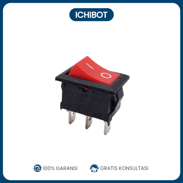 Rocker Switch KCD1 — 3 Pin, Tombol Kotak Kecil (Power/2 Kecepatan)