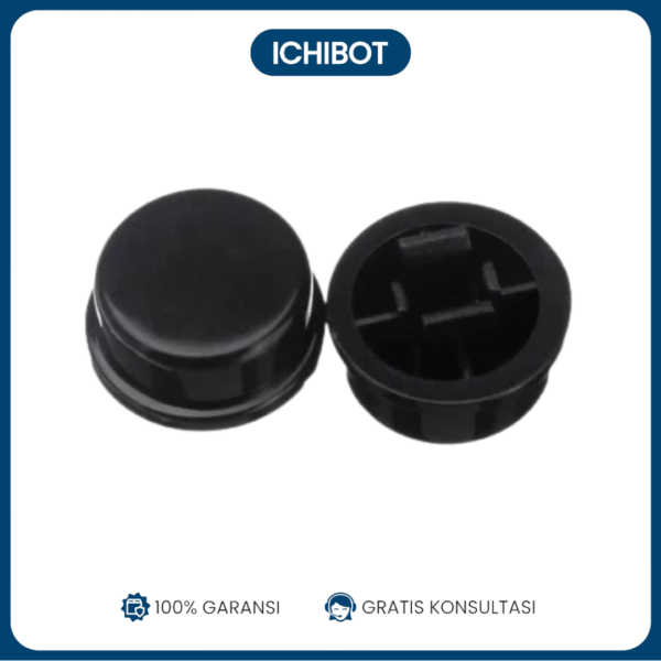 (10pcs) Round Push Button Cap 12*12*7.3 B3F Tombol Cover Tutup - hitam