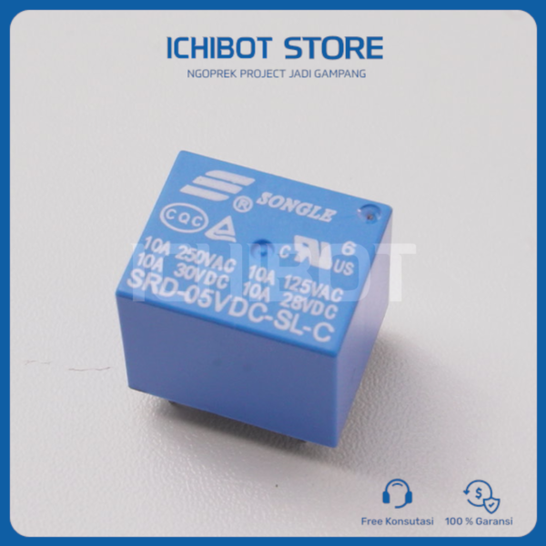 Relay 5V SRD-05VDC-SL-C SPDT 10A 5-Pin PCB Mount Elektromagnetik